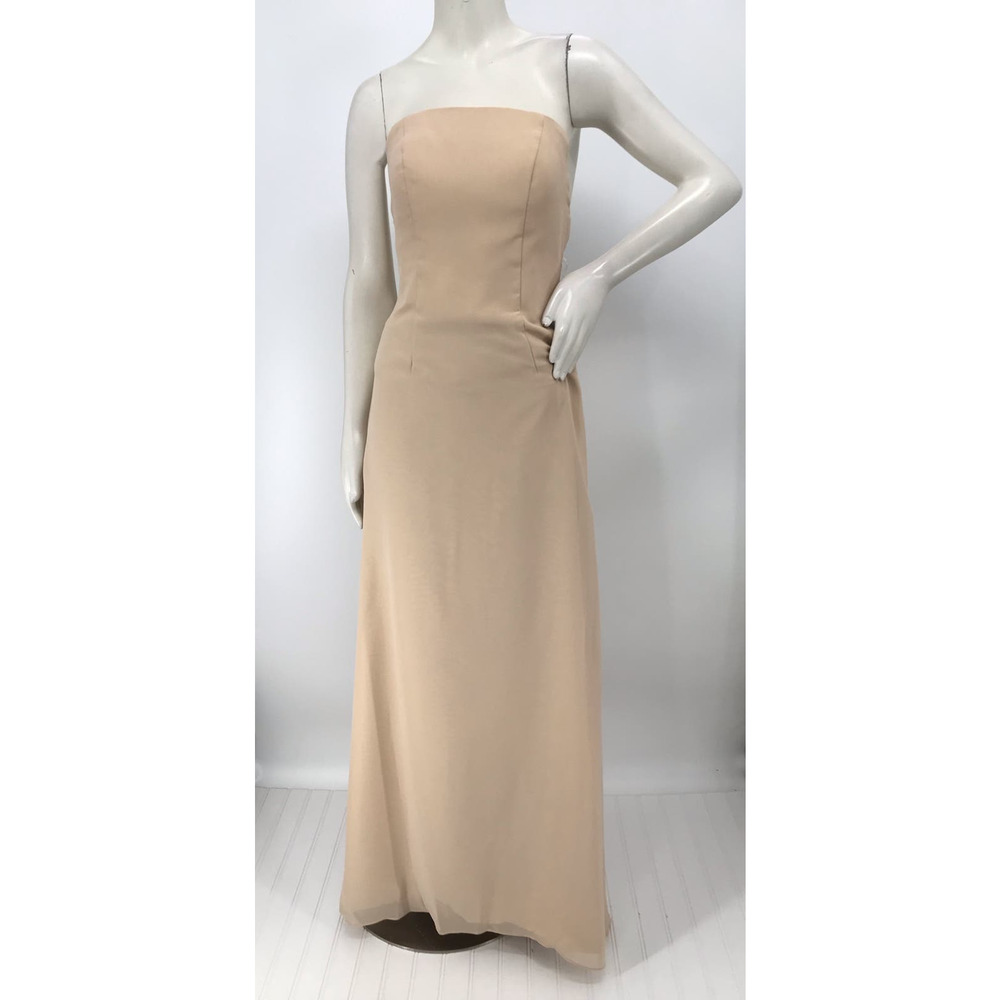 Lan Ting TS Couture Beige Strapless Wedding Bridesmaid Formal Dress